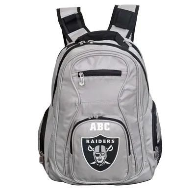 Las Vegas Raiders MOJO Personalized Premium Laptop Backpack - Gray