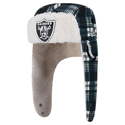 New Era Black Las Vegas Raiders Sideline Plaid Sherpa Trapper Hat