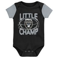 Newborn & Infant Black/Gray Las Vegas Raiders 3-Piece Little Champ Bodysuit Bib Booties - Set