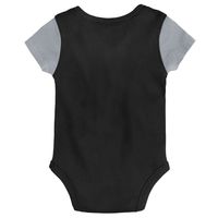 Newborn & Infant Black/Gray Las Vegas Raiders 3-Piece Little Champ Bodysuit Bib Booties - Set