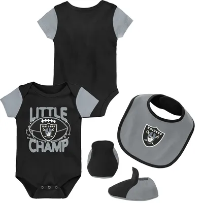 Las Vegas Raiders Infant Little Kicker Long Sleeve Bodysuit & Pants Set -  Black/Silver