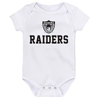 Ensemble de trois bodys rétro Eat, Sleep & Drool pour nouveau-nés et nourrissons noir/blanc/gris chiné Las Vegas Raiders