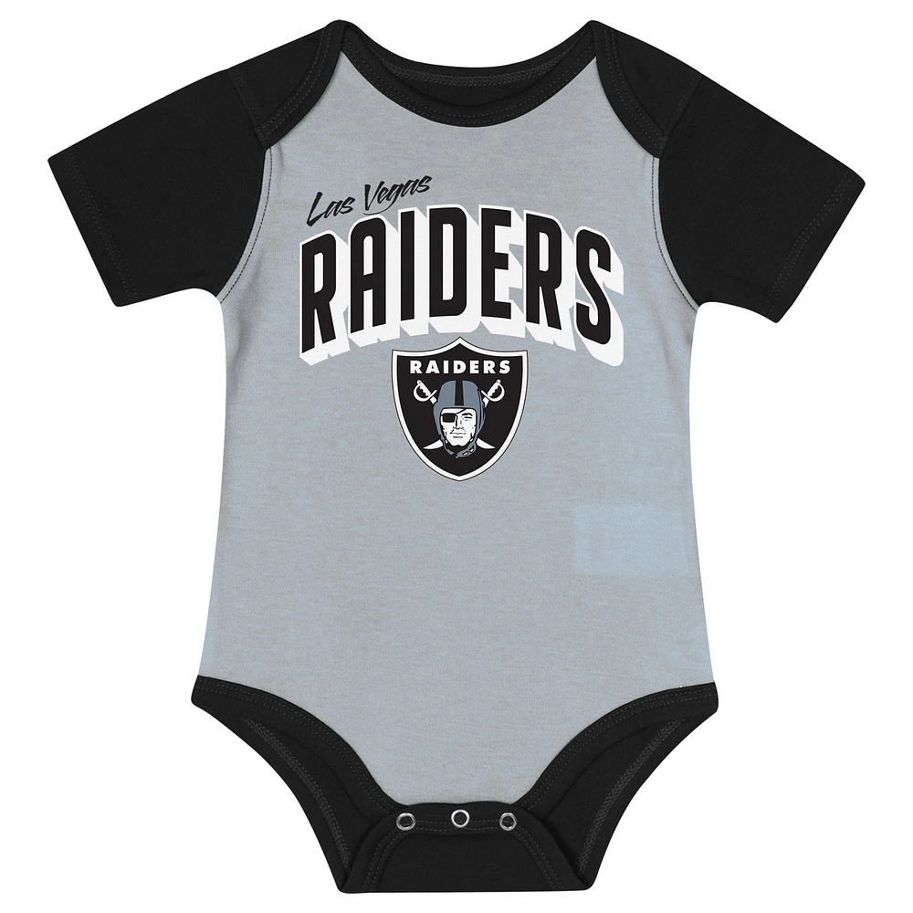 Newborn & Infant Las Vegas Raiders Dynamic Duo Bodysuit, Bib Knit Hat Set