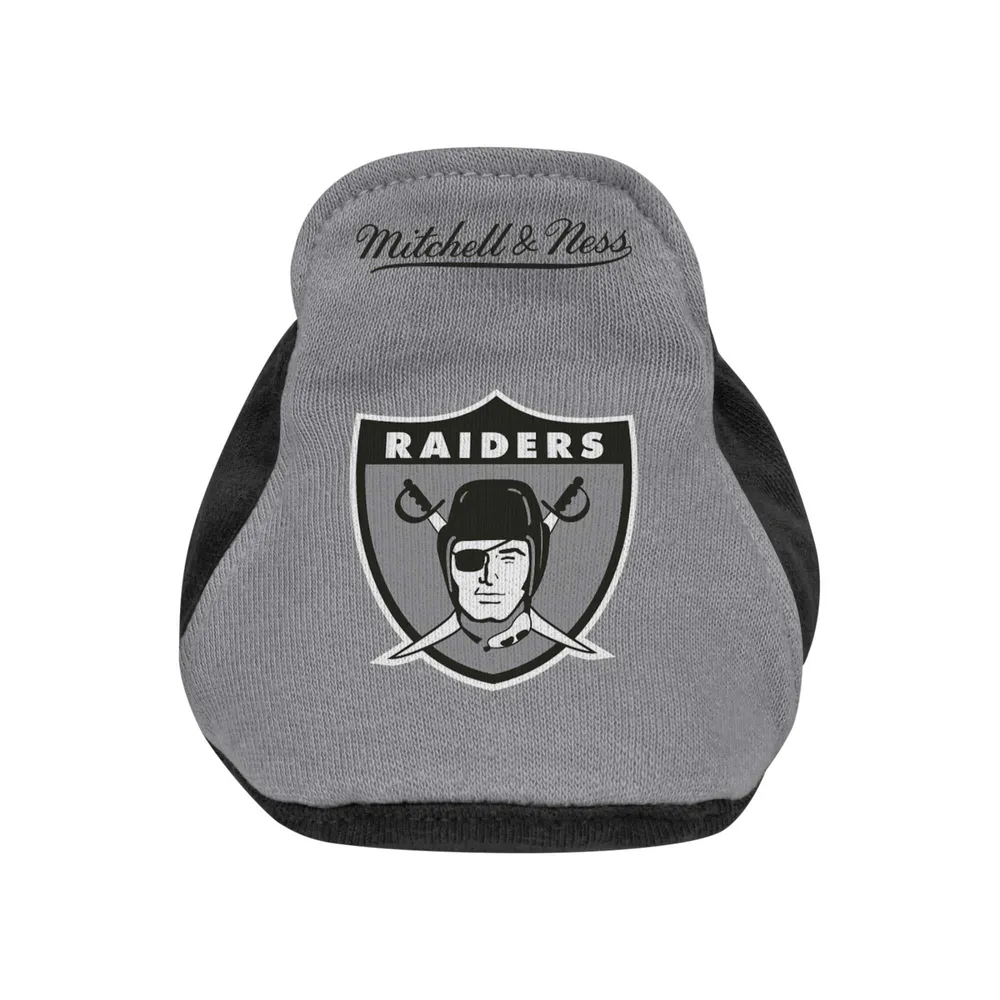 Newborn & Infant Las Vegas Raiders Mitchell & Ness Black/Silver Throwback  Bodysuit, Bib & Booties Set