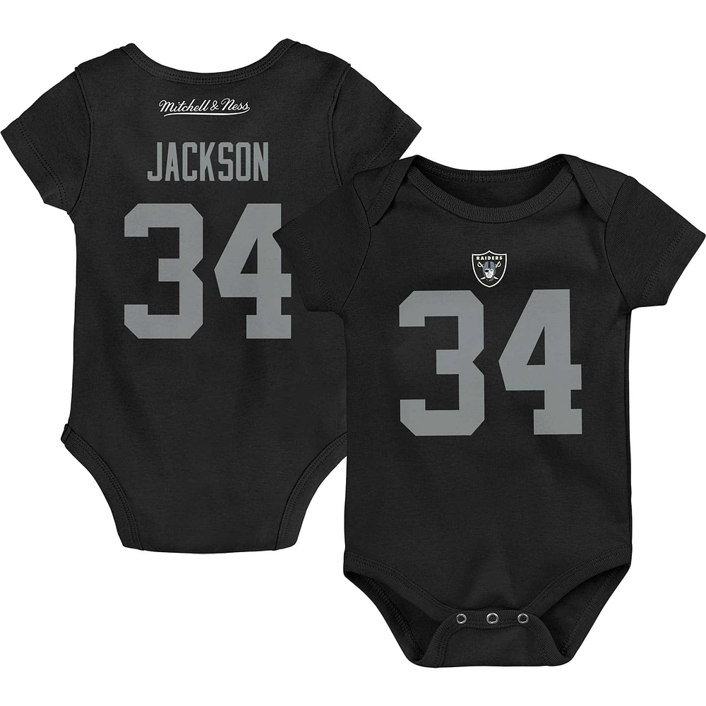 Nouveau-né et bébé Mitchell & Ness Bo Jackson Black Las Vegas Raiders Retro Name Number Body