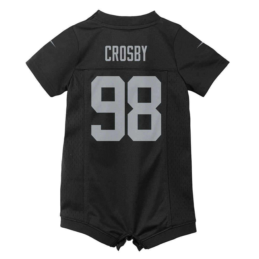 Newborn & Infant Nike Maxx Crosby Black Las Vegas Raiders Game Romper Jersey