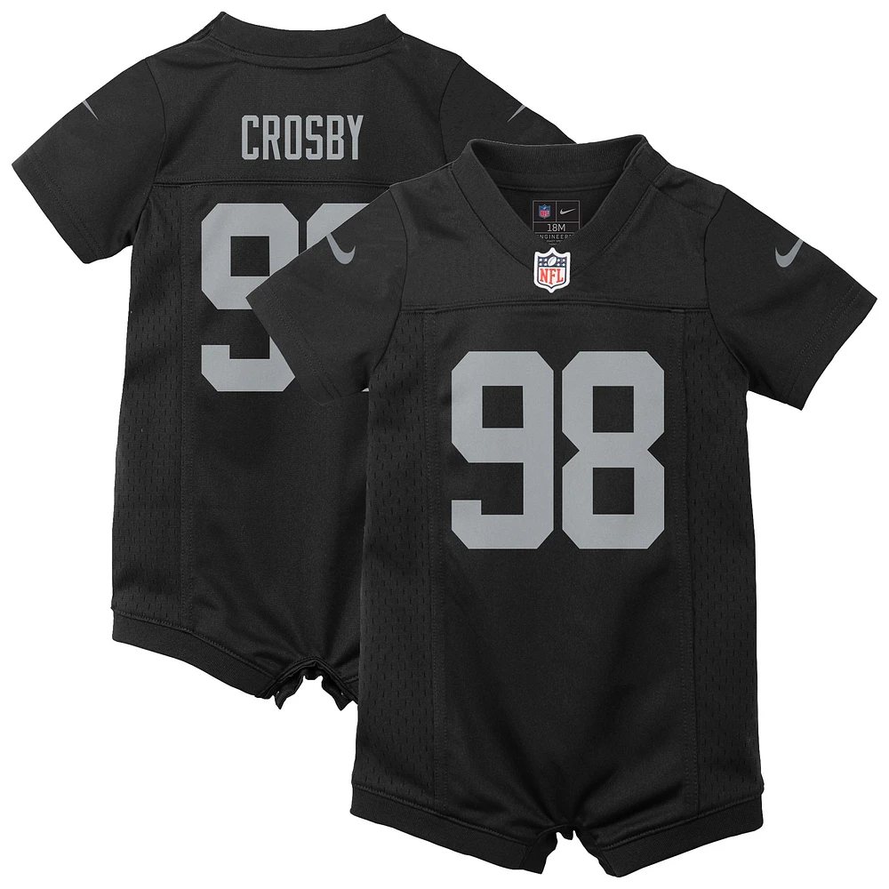 Newborn & Infant Nike Maxx Crosby Black Las Vegas Raiders Game Romper Jersey