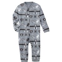 Newborn & Infant Silver Las Vegas Raiders Allover Print - Full-Zip Jumper