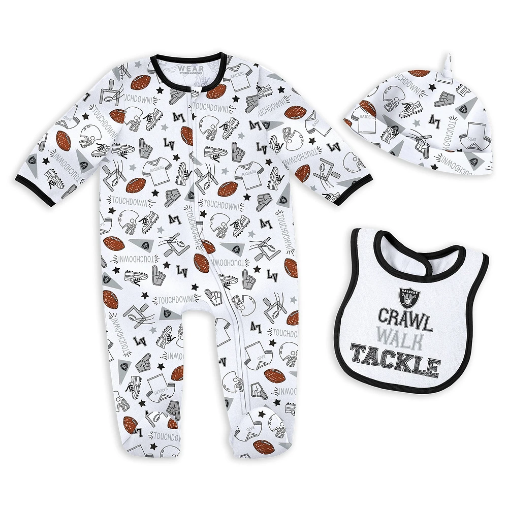 Newborn & Infant WEAR by Erin Andrews Las Vegas Raiders Sleep Play Set