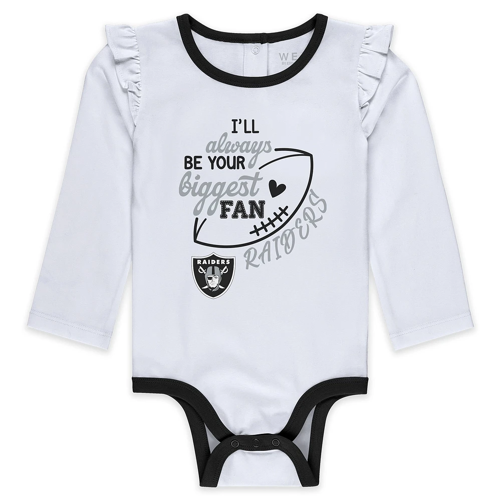 Newborn & Infant WEAR by Erin Andrews Las Vegas Raiders Three-Piece Long Sleeve Bodysuit, Tutu and Sweatpants Set