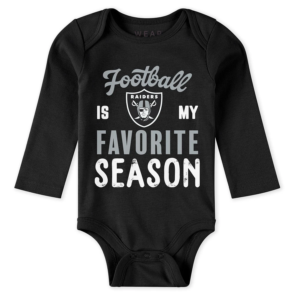 Newborn & Infant WEAR by Erin Andrews Las Vegas Raiders Three-Piece Turn Me Around Bodysuits Pant Set