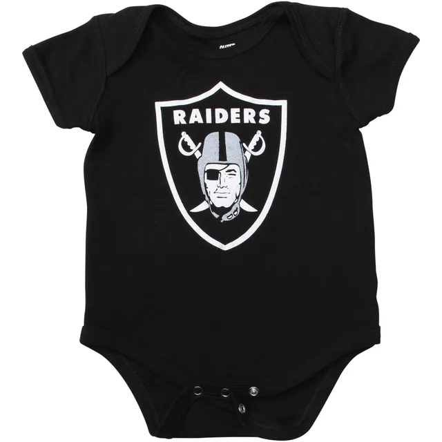 Las Vegas Raiders Mitchell & Ness Newborn & Infant Throwback Bodysuit, Bib  & Booties Set - Black/Silver