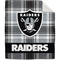 Pegasus Las Vegas Raiders Pegasus Las Vegas Raiders Couverture en peluche Sherpa en flanelle à carreaux 50" x 60"