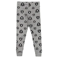 Ensemble de nuit pour enfant d'âge préscolaire avec t-shirt à manches longues et pantalon Heather Gray Las Vegas Raiders