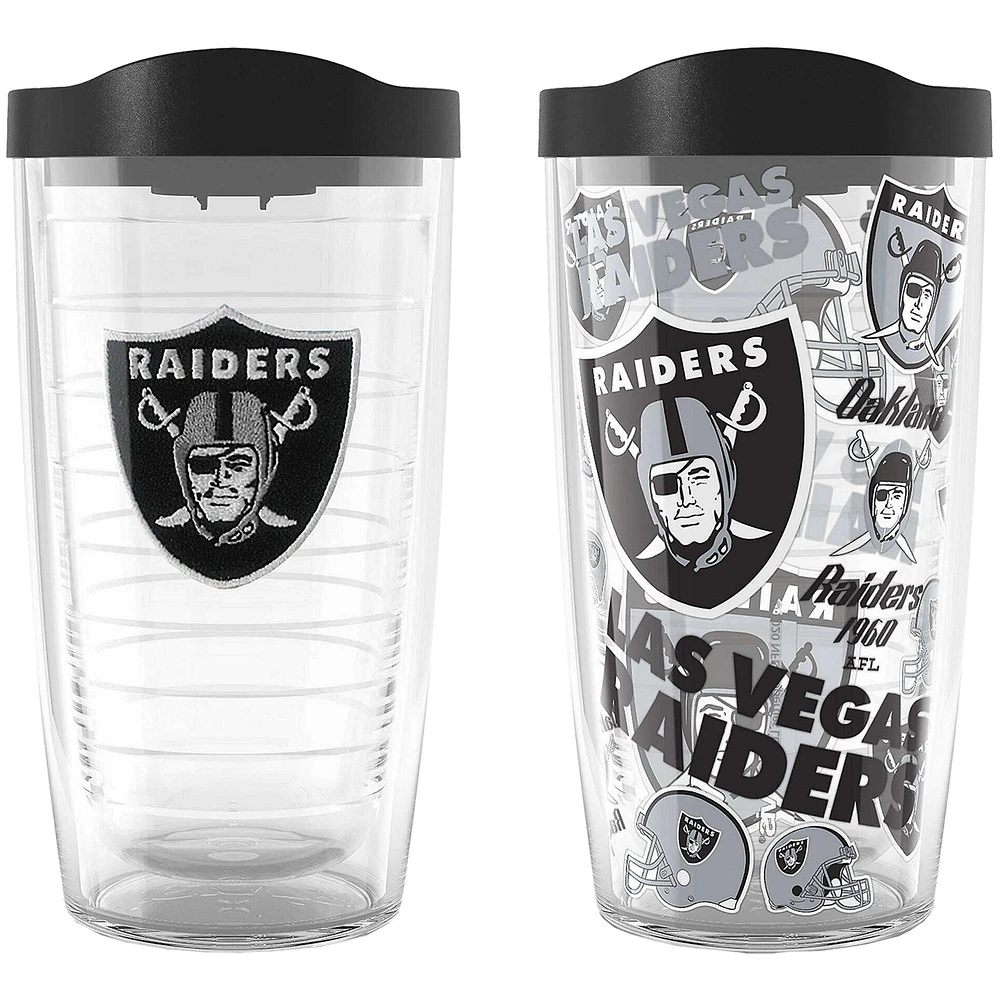 Tervis Las Vegas Raiders paquet de deux 16oz. Ensemble de gobelets classiques Allover