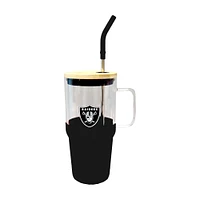 The Memory Company Las Vegas Raiders 40oz. Glass Tumbler with Silicone Snack Tray