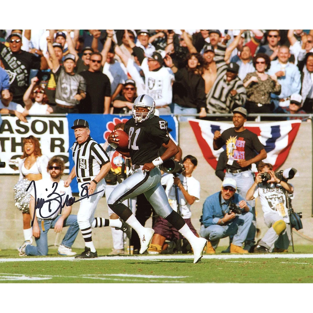 Photographie autographiée de 8'' x 10'' de Tim Brown, coureur des Las Vegas Raiders, derrière