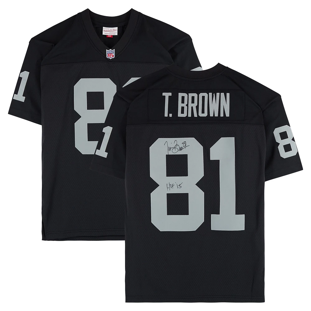 Tim Brown Las Vegas Raiders Autographed Black Mitchell & Ness Replica Jersey with "HOF 2015" Inscription