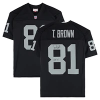 Tim Brown Las Vegas Raiders Autographed Black Mitchell & Ness Replica Jersey with "HOF 2015" Inscription