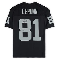 Tim Brown Las Vegas Raiders Autographed Black Mitchell & Ness Replica Jersey with "HOF 2015" Inscription