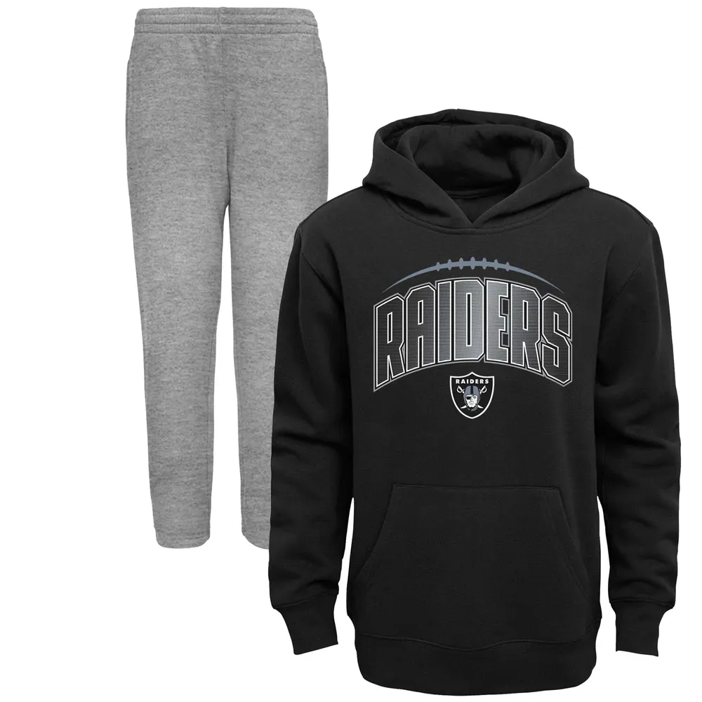 Outerstuff Youth Black/Heather Gray Las Vegas Raiders Double Up Pullover Hoodie & Pants Set Size: Large