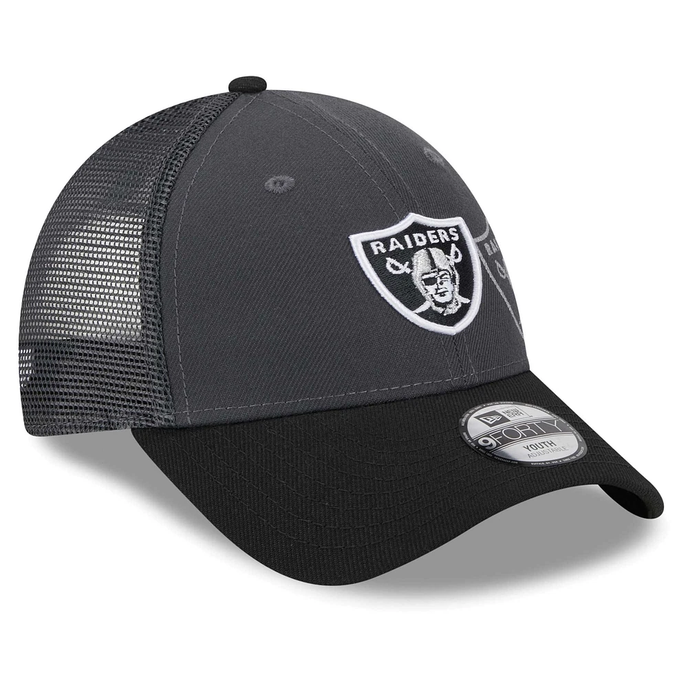 Casquette réglable New Era Las Vegas Raiders Reflect 9FORTY graphite/noir pour tout-petit