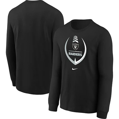 T-shirt à manches longues Nike Las Vegas Raiders Icon noir pour tout-petit