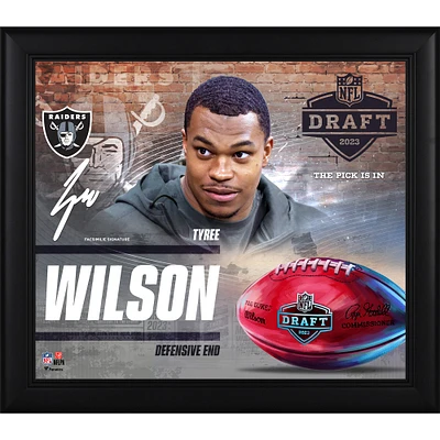 Collage de Tyree Wilson Las Vegas Raiders Fac-similé Signature Encadré 15" x 17" 2023 NFL Draft Day
