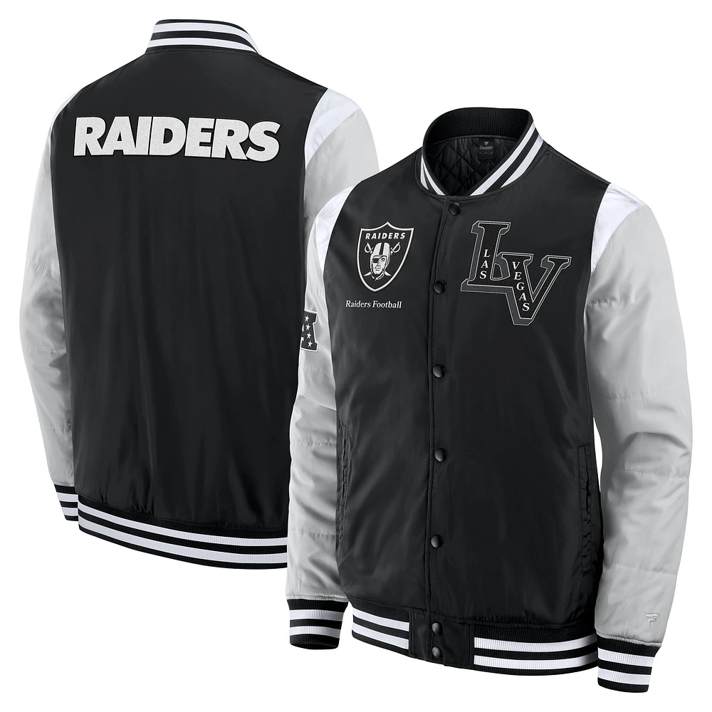 Veste unisexe Fanatics noire Las Vegas Raiders Elements Elite à boutons-pression