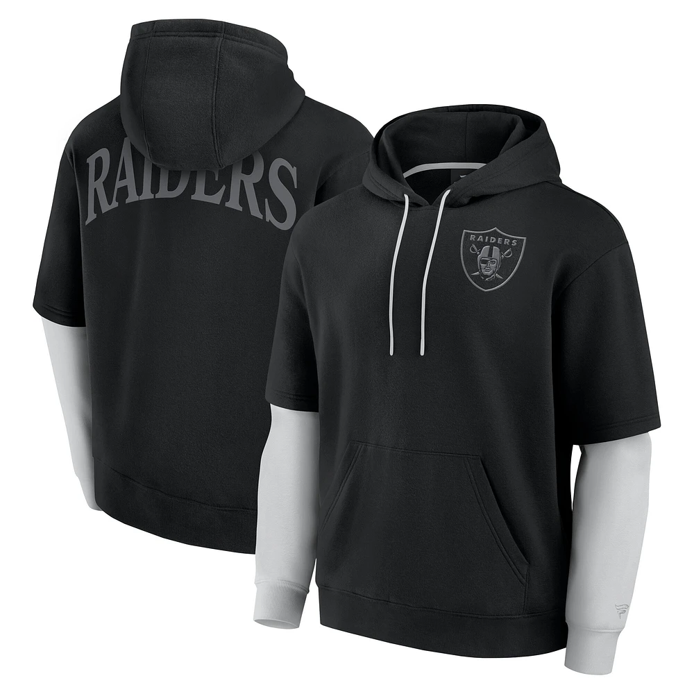 Sweat à capuche unisexe Fanatics noir Las Vegas Raiders Sleek Elements