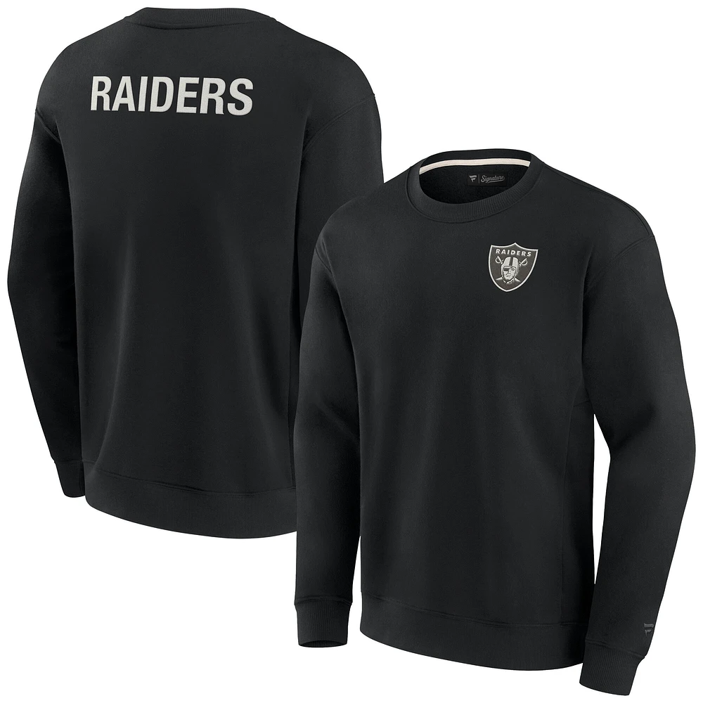 Sweat-shirt unisexe fanatiques noir Las Vegas Raiders super doux pull ras du cou