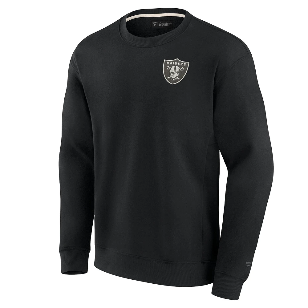 Sweat-shirt unisexe fanatiques noir Las Vegas Raiders super doux pull ras du cou