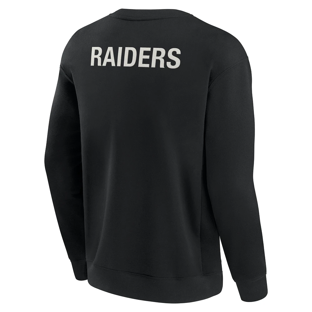 Unisex Fanatics Black Las Vegas Raiders Super Soft Pullover Crew Sweatshirt