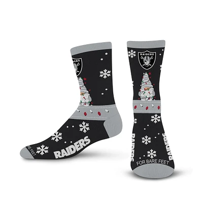 Chaussettes unisexes pour pieds nus noires Las Vegas Raiders Sweater Gnome Holiday Crew