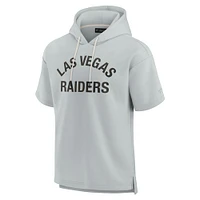 Sweat à capuche unisexe gris manches courtes en polaire super douce Las Vegas Raiders Elements