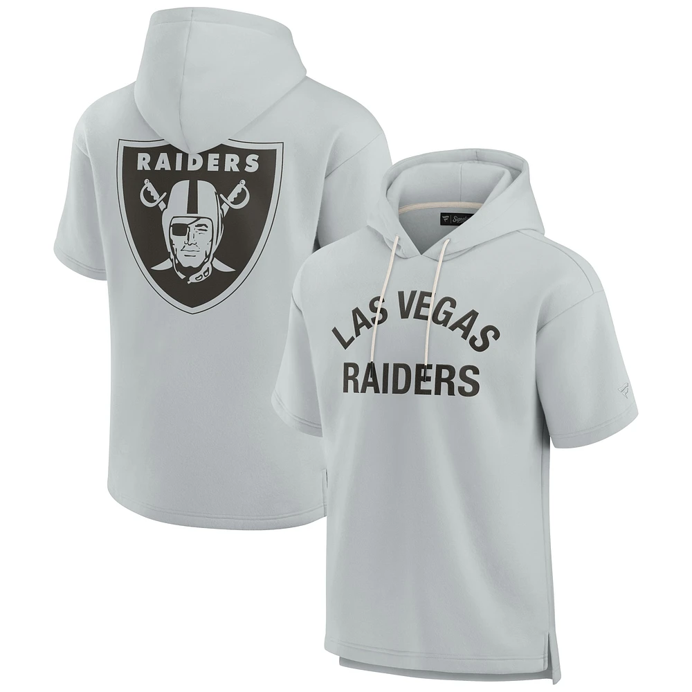 Sweat à capuche unisexe gris manches courtes en polaire super douce Las Vegas Raiders Elements