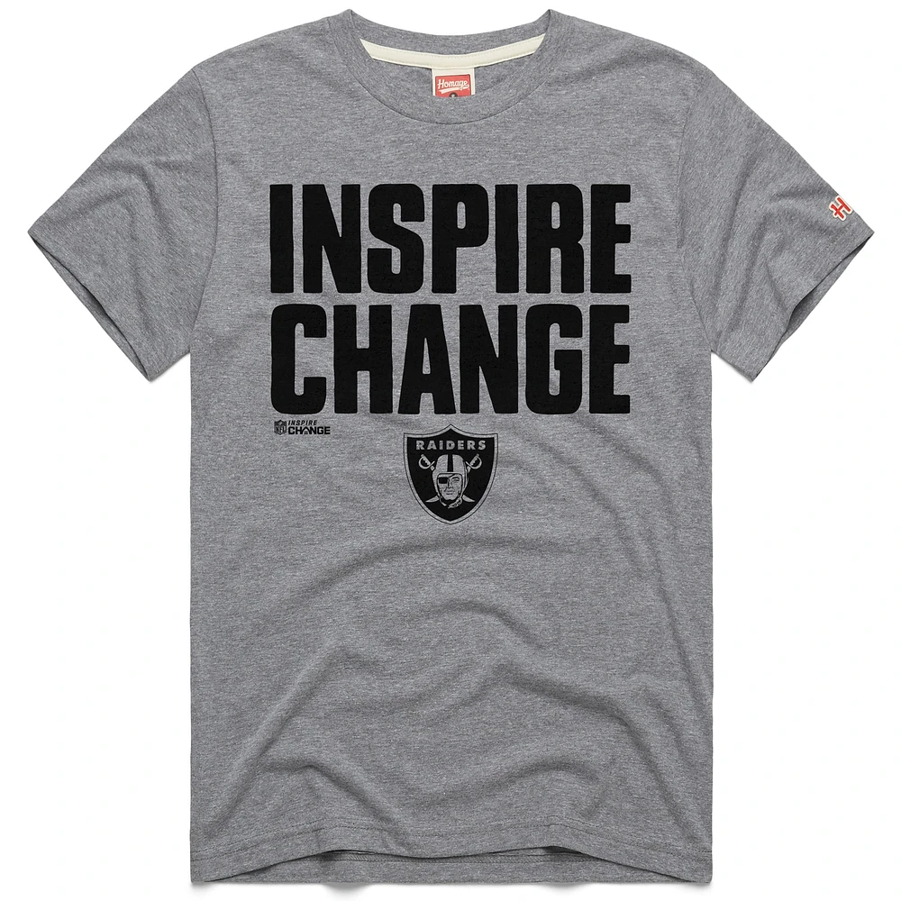 T-shirt unisexe gris hommage Las Vegas Raiders 2024 Inspire Change Tri-Blend