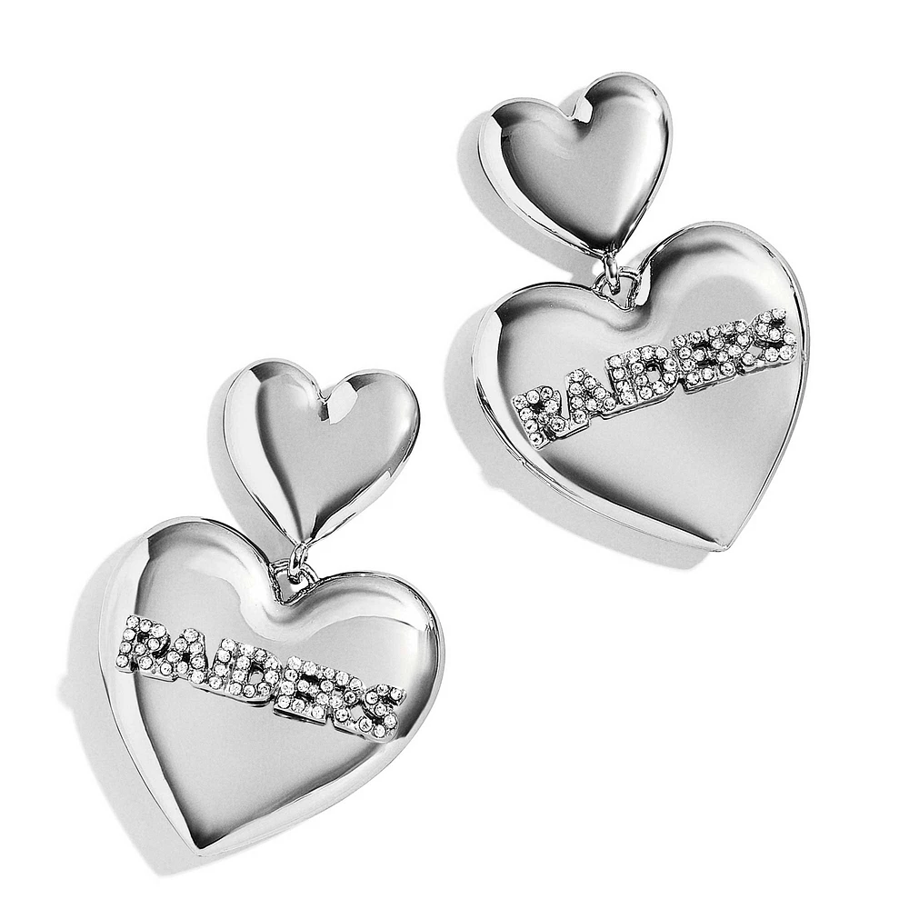 WEAR by Erin Andrews Las Vegas Raiders Heart Statement Drop Earrings