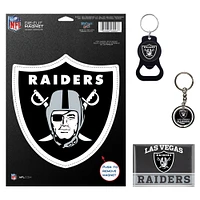 WinCraft Las Vegas Raiders 4-Pack Key Rings and Magnets Set