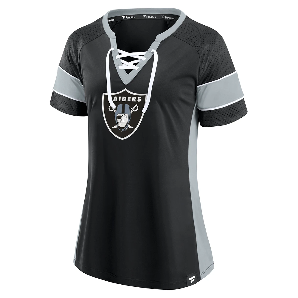 Women's Fanatics  Black Las Vegas Raiders Athena Lace-Up Top