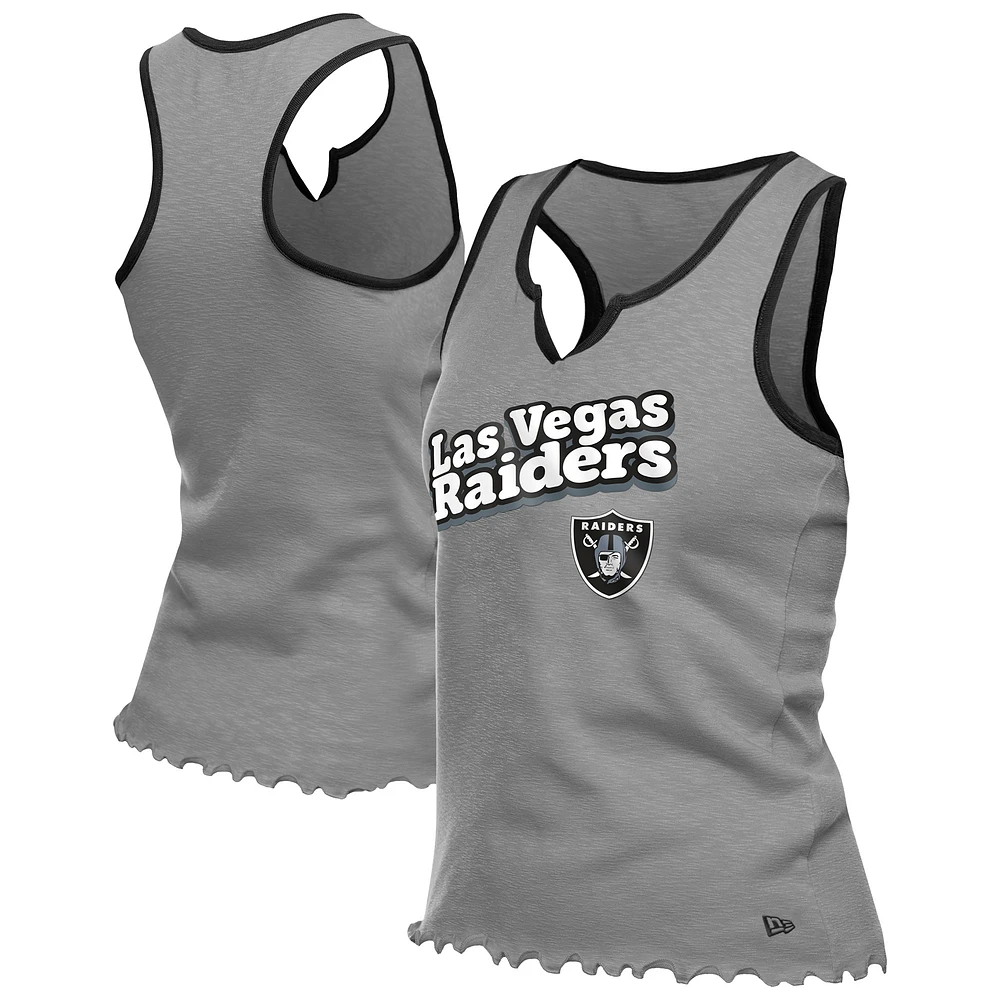 Débardeur tri-mélange à ourlet ondulé et col cranté pour femme New Era Silver Las Vegas Raiders