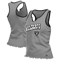 Débardeur tri-mélange à ourlet ondulé et col cranté pour femme New Era Silver Las Vegas Raiders