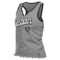 Débardeur tri-mélange à ourlet ondulé et col cranté pour femme New Era Silver Las Vegas Raiders