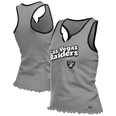 Débardeur tri-mélange à ourlet ondulé et col cranté pour femme New Era Silver Las Vegas Raiders