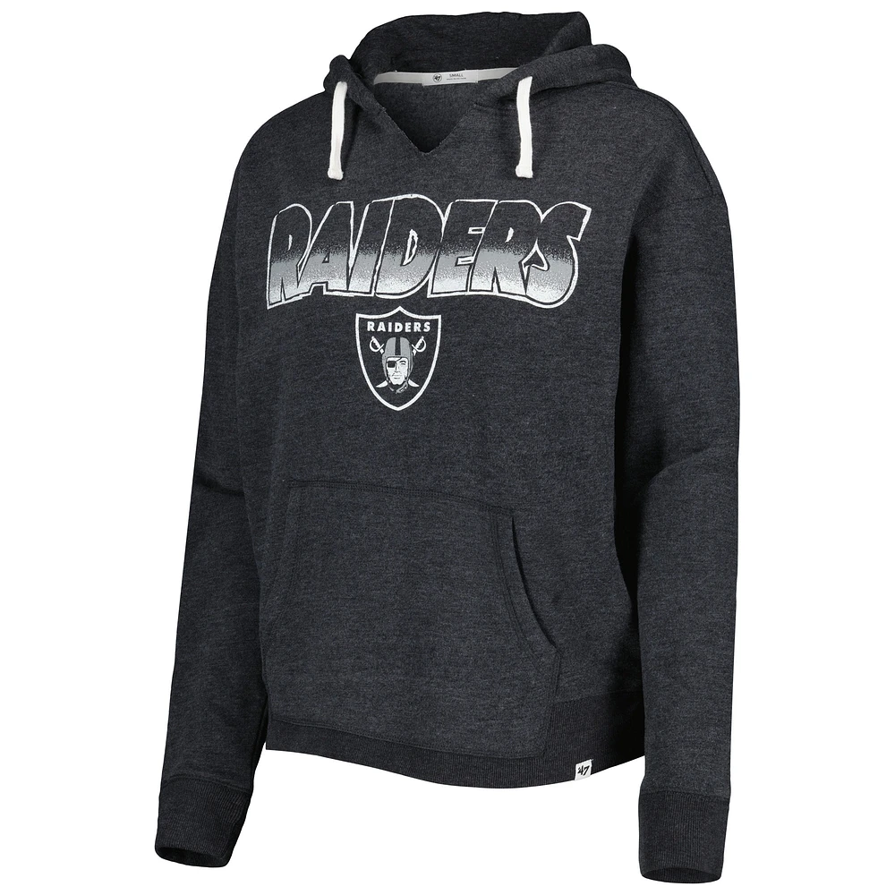 Women's '47 Black Las Vegas Raiders Color Rise Kennedy Notch Neck Pullover Hoodie