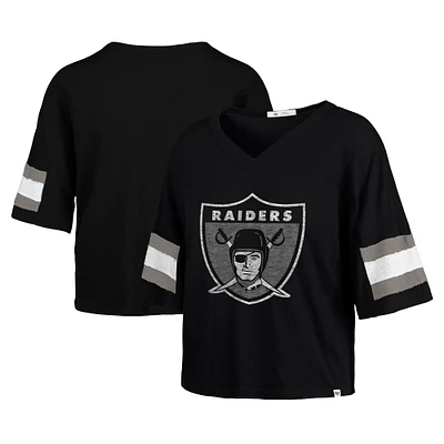 T-shirt court à col en V pour femme Las Vegas Raiders Double Header Scout '47 Black