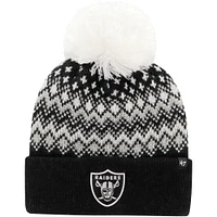 Bonnet en tricot à revers Elsa '47 noir Las Vegas Raiders pour femmes avec pompon