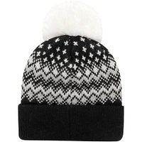 Bonnet en tricot à revers Elsa '47 noir Las Vegas Raiders pour femmes avec pompon