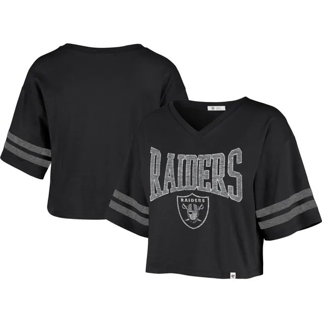 Women's Las Vegas Raiders '47 Black Cambridge Vintage Tubular Tie-Dye Crop  Top