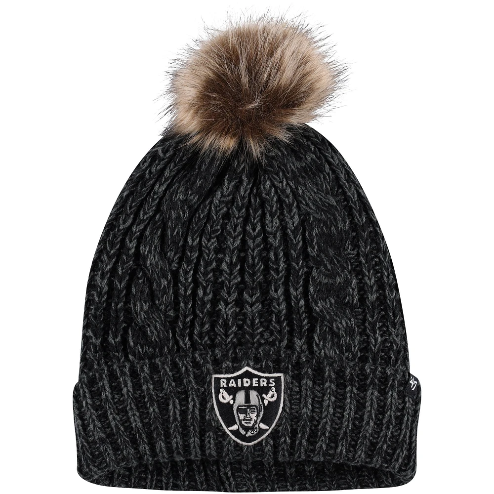 Bonnet tricoté à revers Meeko '47 Black Las Vegas Raiders pour femme avec pompon